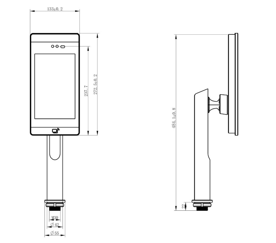 景區(qū)人臉識別一體機(jī)尺寸 